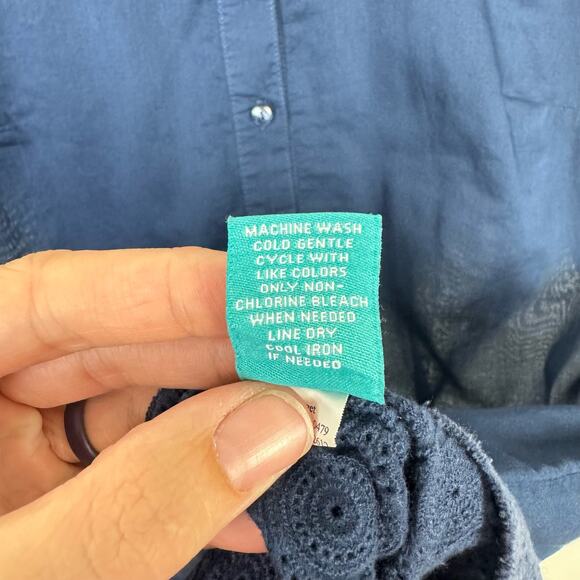 Calypso St. Barth x Target Navy Blue Cinch Waist 3/4 Sleeve Tunic Coverup Top - Picture 9 of 9